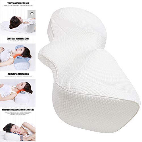 LYPULIGHT - Almohada ortopédica de espuma viscoelástica para dolor de cuello, almohada ergonómica para dormir de lado y estómago, alivia la tensión muscular