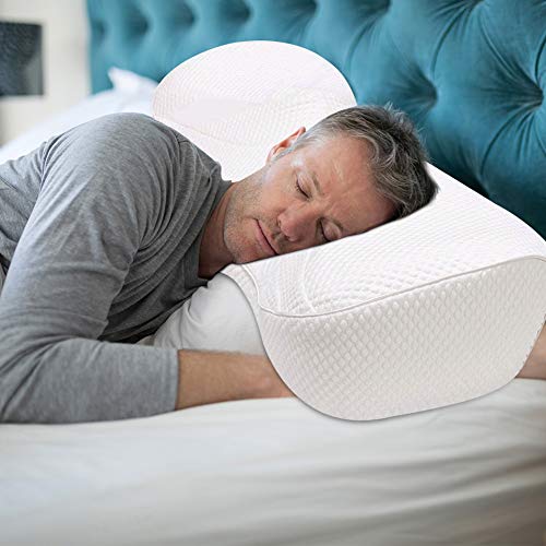 LYPULIGHT - Almohada ortopédica de espuma viscoelástica para dolor de cuello, almohada ergonómica para dormir de lado y estómago, alivia la tensión muscular