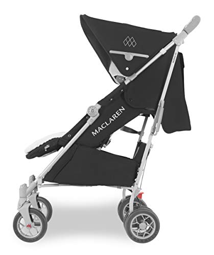 Maclaren Techno XLR Arc silla de paseo para recién nacidos de hasta 25 kg, Capota extensible y asiento reclinable, Saco de invierno para pies y un protector para lluvia incluidos, Negro/plateado