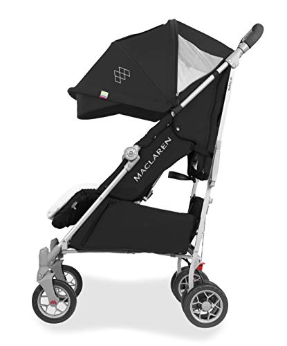 Maclaren Techno XLR Arc silla de paseo para recién nacidos de hasta 25 kg, Capota extensible y asiento reclinable, Saco de invierno para pies y un protector para lluvia incluidos, Negro/plateado