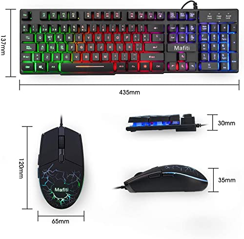 Mafiti RK101 Combo Ratón y Teclado USB ,Retroiluminación Rainbow LED y sensación de teclado mecánico , ideal para jugar y trabajar.