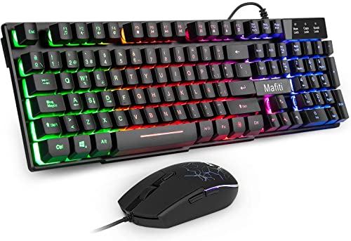 Mafiti RK101 Combo Ratón y Teclado USB ,Retroiluminación Rainbow LED y sensación de teclado mecánico , ideal para jugar y trabajar.