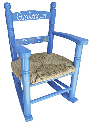 MAKONDO IMPORT-EXPORT Mecedora Personalizada EN Madera 4 Colores 37X47X58 (Azul)