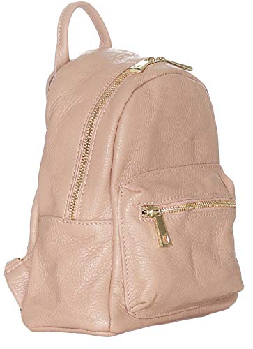 malito Mujeres Mochila Bolso Genuino Cuero trendy Colores Bolso de Bandolera R500 (rosa)