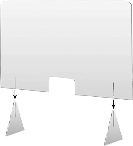 Mampara Metacrilato Mostrador Mampara para Oficinas Mesa Protección Sobremesa Transparente Estable Portátil Con Ventanilla Para puestos de Atención al cliente Envío Rápido (Alto75x115Ancho)