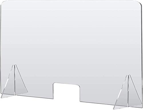 Mampara Metacrilato Mostrador Mampara para Oficinas Mesa Protección Sobremesa Transparente Estable Portátil Con Ventanilla Para puestos de Atención al cliente Envío Rápido (Alto75x115Ancho)