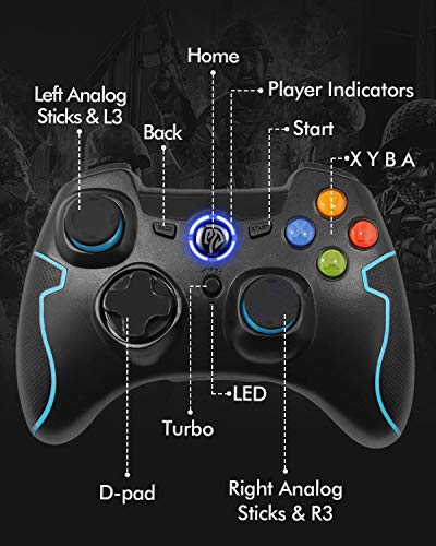 Mando para PC, [Regalos] EasySMX Mando Inalámbrico PS3 Gamepad Wireless Compatible con Windows XP y Vista, Windows 7/ 8/8.1/10 y 10, PS3, Android y Operación Rango hasta 10M Joystick PC (Azul)