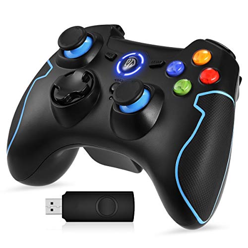 Mando para PC, [Regalos] EasySMX Mando Inalámbrico PS3 Gamepad Wireless Compatible con Windows XP y Vista, Windows 7/ 8/8.1/10 y 10, PS3, Android y Operación Rango hasta 10M Joystick PC (Azul)