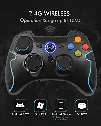 Mando para PC, [Regalos] EasySMX Mando Inalámbrico PS3 Gamepad Wireless Compatible con Windows XP y Vista, Windows 7/ 8/8.1/10 y 10, PS3, Android y Operación Rango hasta 10M Joystick PC (Azul)