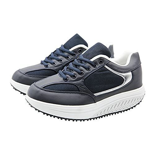 Mapleaf ortopédica Zapatillas Mujer Hombre Running Bambas Air Deportivas Zapatos Tenis Futbol Baloncesto Andar Fitness Calzado Zuecos Comodos Antideslizante Atletico Trainer Zapato Azul Talla 40