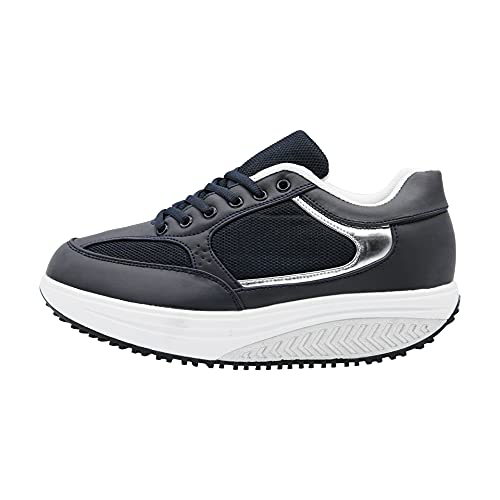 Mapleaf ortopédica Zapatillas Mujer Hombre Running Bambas Air Deportivas Zapatos Tenis Futbol Baloncesto Andar Fitness Calzado Zuecos Comodos Antideslizante Atletico Trainer Zapato Azul Talla 40