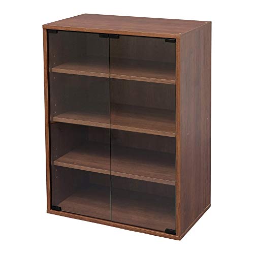 Marca Amazon - Movian CGK-6035 - Mueble para muebles (4 estantes, puertas de cristal, madera MDF, madera de ingeniería, marrón roble)