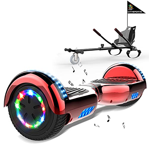 MARKBOARD Hoverboard con Silla, Scooter autoequilibrado con Hoverkart 6.5 Pulgadas Hoverboards para niños, Luces LED de Ruedas Coloridas incorporadas, con Bluetooth y Altavoz, Regalo para Niños