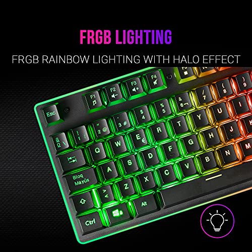 MARSGAMING MK220, Teclado Gaming H-Mech, FRGB Rainbow+Halo, Antighosting, Español