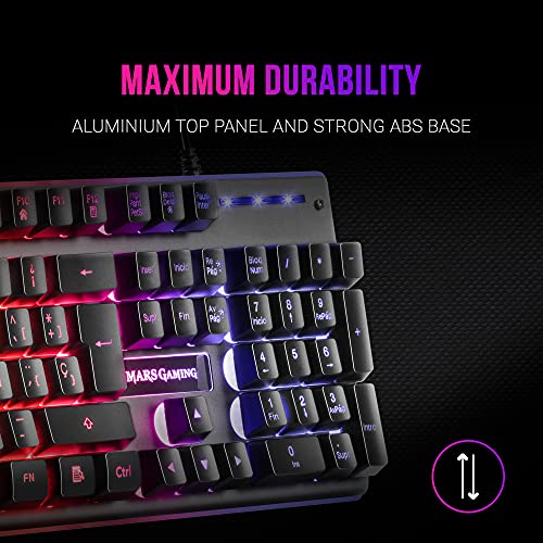 MARSGAMING MK220, Teclado Gaming H-Mech, FRGB Rainbow+Halo, Antighosting, Español