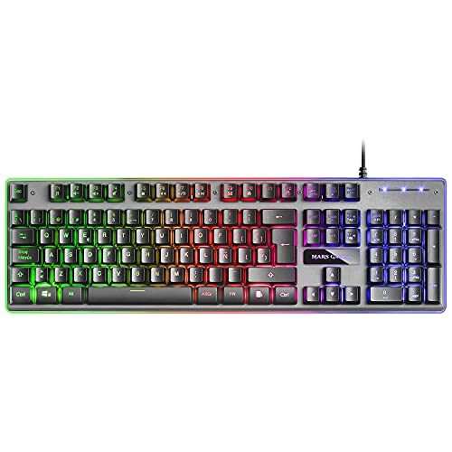 MARSGAMING MK220, Teclado Gaming H-Mech, FRGB Rainbow+Halo, Antighosting, Español