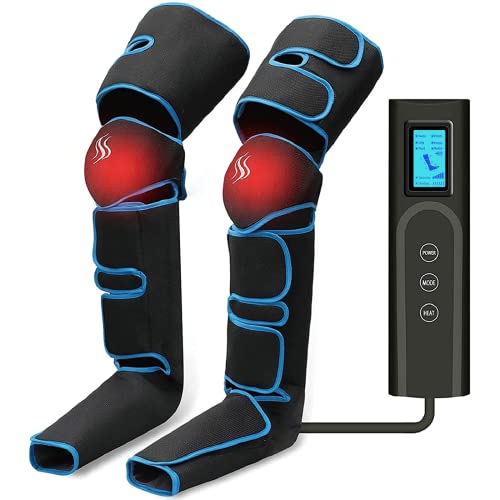 Masajeador de Piernas y Pies, Masaje Eléctrico por Compresión de Aire, Calentamiento de Rodilla, Carga USB, Masajeador con Controlador de Mano, 6 Modos y 3 Intensidades, Relajación Muscular Tensos