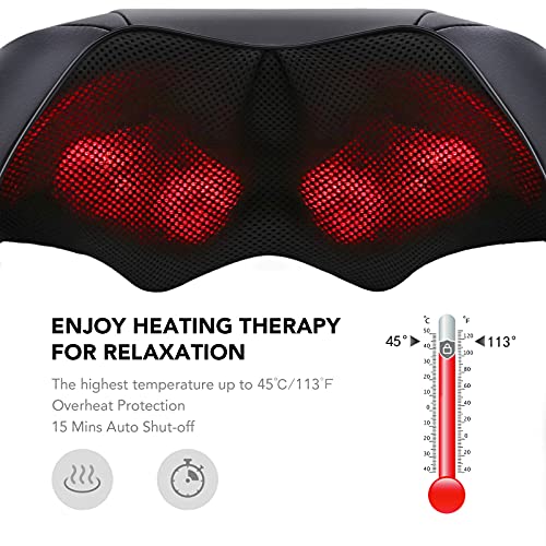 Masajeador Eléctrico de Cuello Espalda Hombros Masaje Cervical con Función de Calor 3D Shiatsu Rotación y Intensidad Regulable para Uso en Casa Oficina Coche