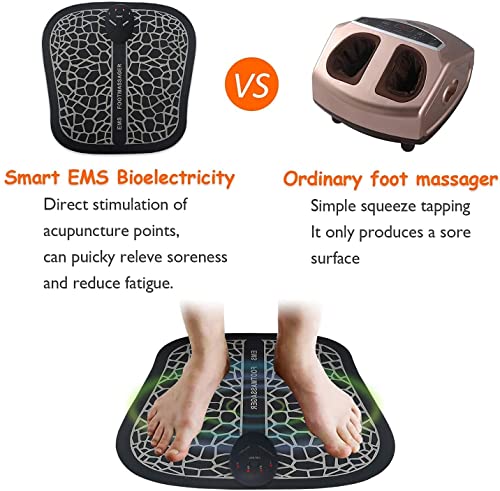 Masajeadores eléctricos para pies - Pulsos de Baja Frecuencia Estimulación Muscular Eléctrica, Cojín de Masaje de Pies Fisioterapia Inteligente para Mejorar la Circulación Sanguínea