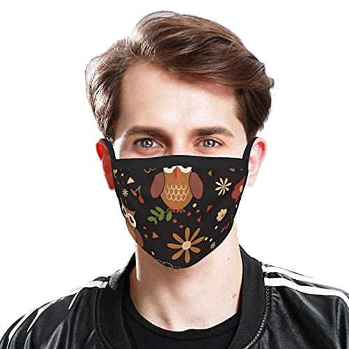 Mascarilla de búho, cómoda y reutilizable con bordes negros para adultos