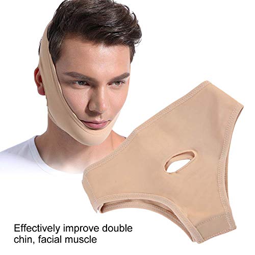 Mascarilla para adelgazar la cara en forma de V, máscara para el cuello de belleza 2 tamaños Unisex delgado Rejuvenecimiento facial con anti-doble barbilla reducir el vendaje de la(M)