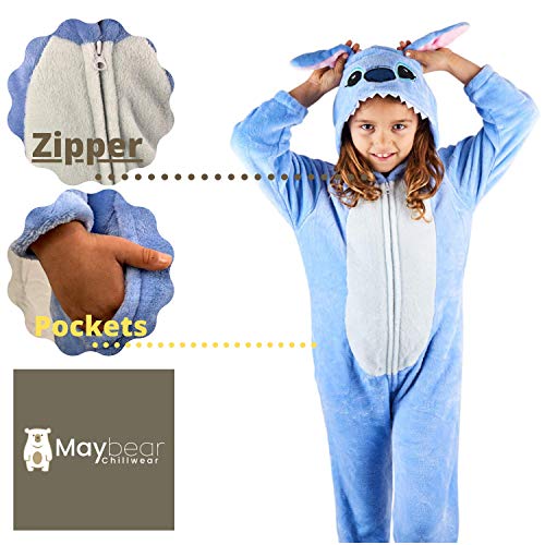 Maybear® Mono Pijama Infantil Adulto Disfraz de Animal Cosplay Suave cálido para Disfraz Azul 125-135 (125)