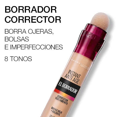 Maybelline New York, Corrector de Ojeras, Bolsas e Imperfecciones, Borrador Ojos, 02 Nude, 6.8 ml