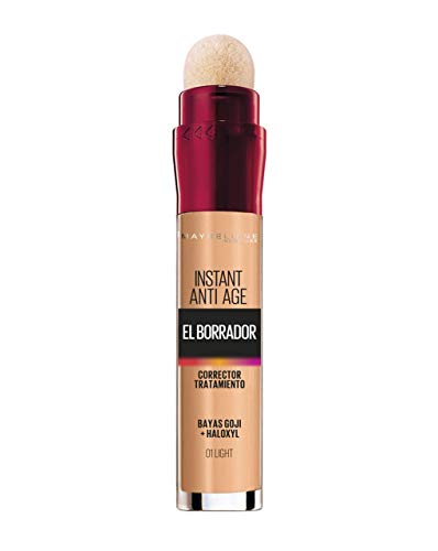 Maybelline New York, Corrector de Ojeras, Bolsas e Imperfecciones, Con Bayas de Goji y Haloxyl, Tono: 01 Light, 6.8 ml