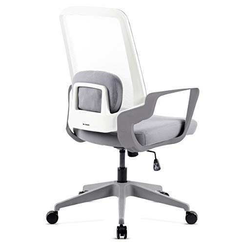 Mc Haus ADONIS - Silla con Ruedas de Escritorio, Regulable, Asiento Acolchado, Blanco