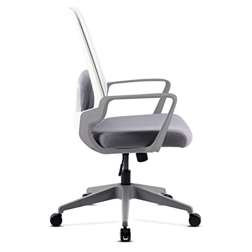 Mc Haus ADONIS - Silla con Ruedas de Escritorio, Regulable, Asiento Acolchado, Blanco