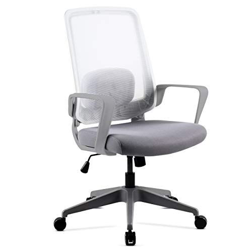 Mc Haus ADONIS - Silla con Ruedas de Escritorio, Regulable, Asiento Acolchado, Blanco