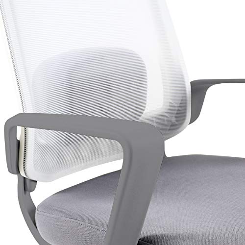 Mc Haus ADONIS - Silla con Ruedas de Escritorio, Regulable, Asiento Acolchado, Blanco