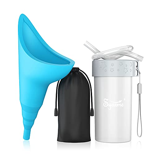 Mear de Pie para Mujer,Urinario Femenino Reutilizable Portátil con Tubo de Extensión,Adecuado para Viajes,Festivales,Campamentos,Atascos de Tráfico,Etc,Incluye Bolsa Impermeable,Taza Impermeable