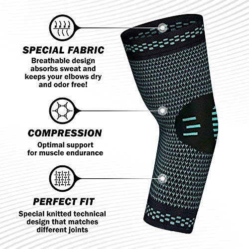 MEDGUARD Codera para hombres y mujeres, manga de compresión perfecta para el codo de tenis, codo de golfista, levantamiento de pesas, tendinitis y alivio del dolor articular (L)