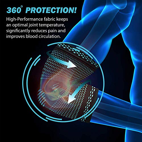 MEDGUARD Codera para hombres y mujeres, manga de compresión perfecta para el codo de tenis, codo de golfista, levantamiento de pesas, tendinitis y alivio del dolor articular (L)