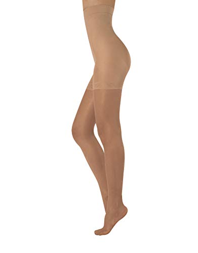 MEDIAS FINAS REDUCTORAS DE TALLE ALTO | PANTY CON COMPRESION MEDIA | NATURAL, NEGRO | 20 DEN | S, M, L, XL, XXL | CALCETERÍA ITALIANA | (L, SOLEIL)