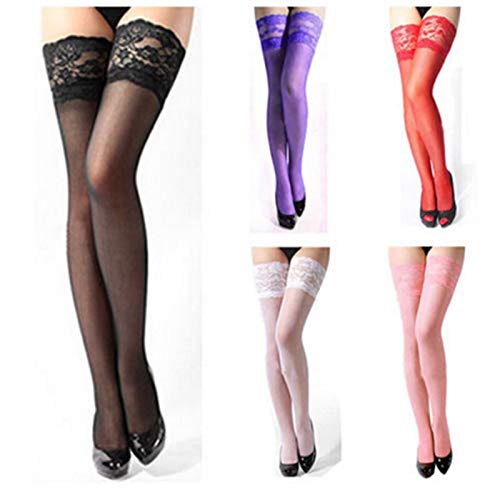 Medias Hot Sexy Mujeres Señoras Ladies Encaje Patchwork Ver-Transparente Transparente Ultra-Thin Soliding Medias SOLICITURAS SOPORTE UPS MISHIGHT HAST HAST (Color : Complexion, Size : One Size)