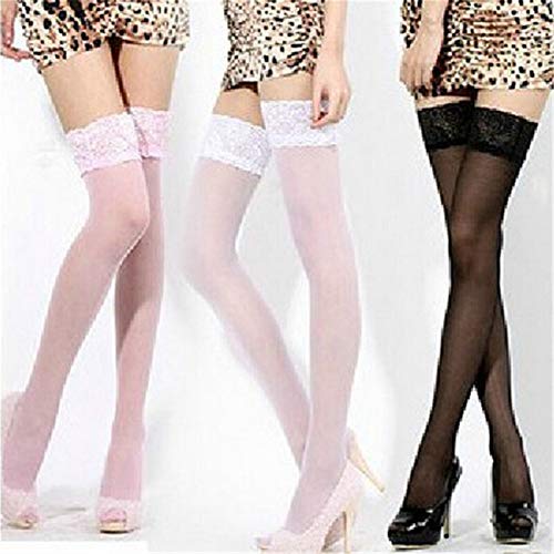 Medias Hot Sexy Mujeres Señoras Ladies Encaje Patchwork Ver-Transparente Transparente Ultra-Thin Soliding Medias SOLICITURAS SOPORTE UPS MISHIGHT HAST HAST (Color : Complexion, Size : One Size)