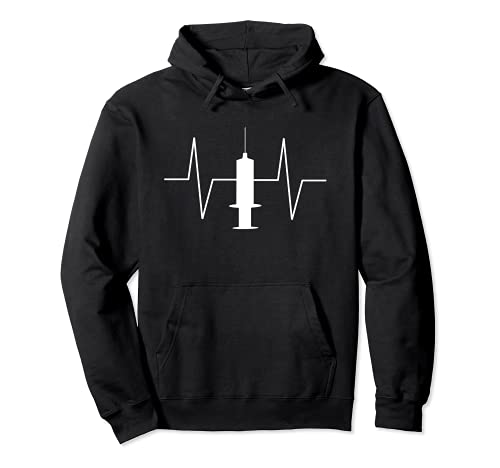 Médico Médico Jeringa Heartbeat EKG Sudadera con Capucha