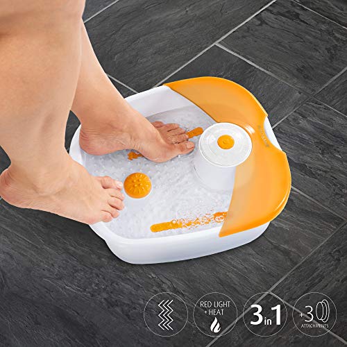 Medisana FS 881 bañera de hidromasaje para pies con reflexología podal - baño de pies eléctrico, función calefactora, masaje de vibración, baño de pies con masaje y calefacción, relajante de pies