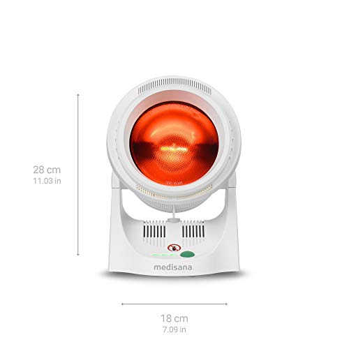 Medisana IR 850 Lámpara de calor infrarrojo de 300 vatios, para mejorar el bienestar, para relajar los músculos con función de temporizador y protección de luz UV (88303)