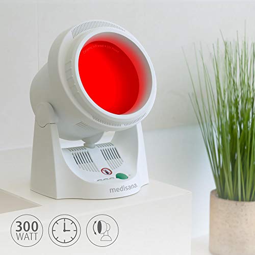 Medisana IR 850 Lámpara de calor infrarrojo de 300 vatios, para mejorar el bienestar, para relajar los músculos con función de temporizador y protección de luz UV (88303)