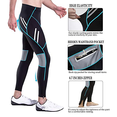 MEETWEE Hombres Pantalones de Ciclismo, Transpirable Bicicleta con 3D Gel Acolchado MTB Ciclismo Pantalones Largos