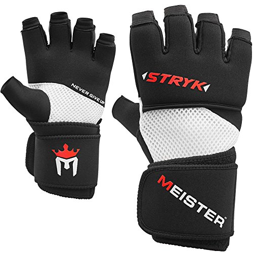 Meister Guantes Interiores STRYK con Gel Elite para Boxeo y MMA - Reemplazan los Vendas para Manos o para el Entrenamiento de los Golpes - Negro - Pequeño