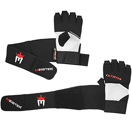 Meister Guantes Interiores STRYK con Gel Elite para Boxeo y MMA - Reemplazan los Vendas para Manos o para el Entrenamiento de los Golpes - Negro - Pequeño