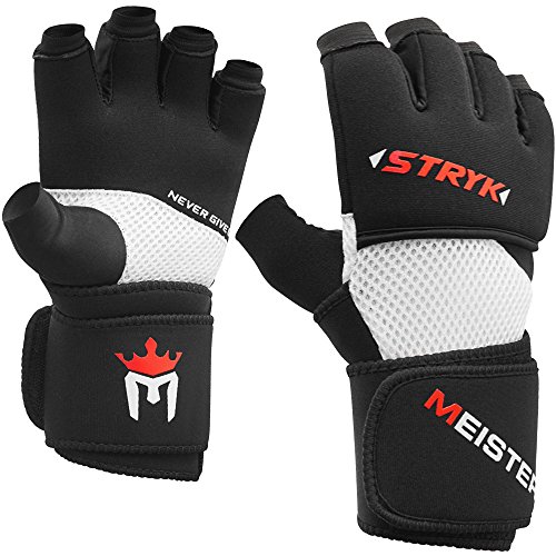 Meister Guantes Interiores STRYK con Gel Elite para Boxeo y MMA - Reemplazan los Vendas para Manos o para el Entrenamiento de los Golpes - Negro - Pequeño