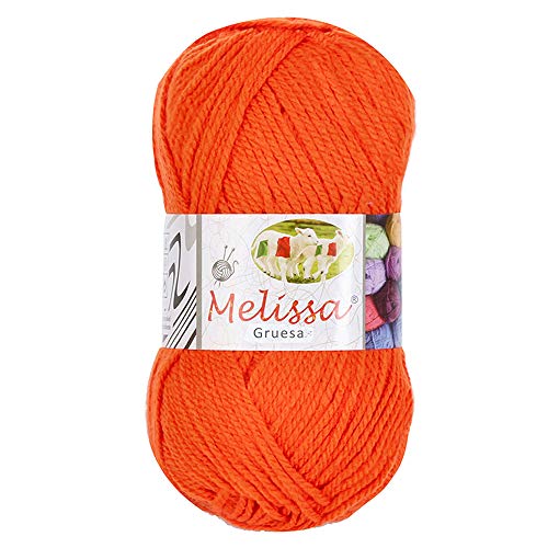 Melissa Hilo 100% Acrilico Ovillo de Lana (115m 100g * 1=50g * 2) Premium para DIY Tejer y Ganchillo, Certificado OEKO-TEX Standard 100,Agujas Talla 5(1/2)-6(1/2),Naranja 19,Enviado desde Europa