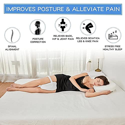 mengmeng home Almohada para Dormir de Lado, Rodillera ortopédica Almohada Lateral Cojín de Apoyo para piernas de Espuma viscoelástica con Almohada Lateral Correa para Las Nalgas en la Espalda