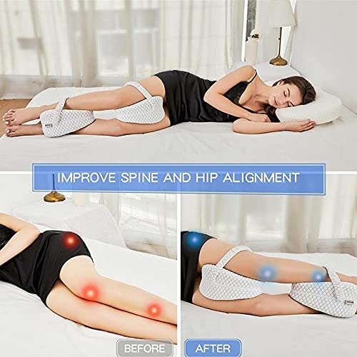 mengmeng home Almohada para Dormir de Lado, Rodillera ortopédica Almohada Lateral Cojín de Apoyo para piernas de Espuma viscoelástica con Almohada Lateral Correa para Las Nalgas en la Espalda