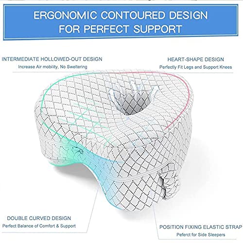 mengmeng home Almohada para Dormir de Lado, Rodillera ortopédica Almohada Lateral Cojín de Apoyo para piernas de Espuma viscoelástica con Almohada Lateral Correa para Las Nalgas en la Espalda